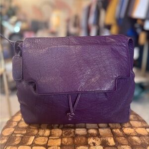Vintage Eggplant 1980’s Carlos Falchi textured leather shoulder bag
